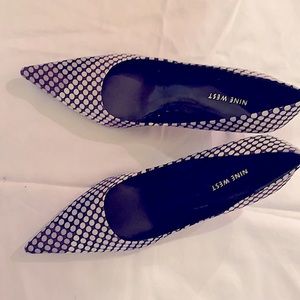 Nine West Black Grey White Polka Dot